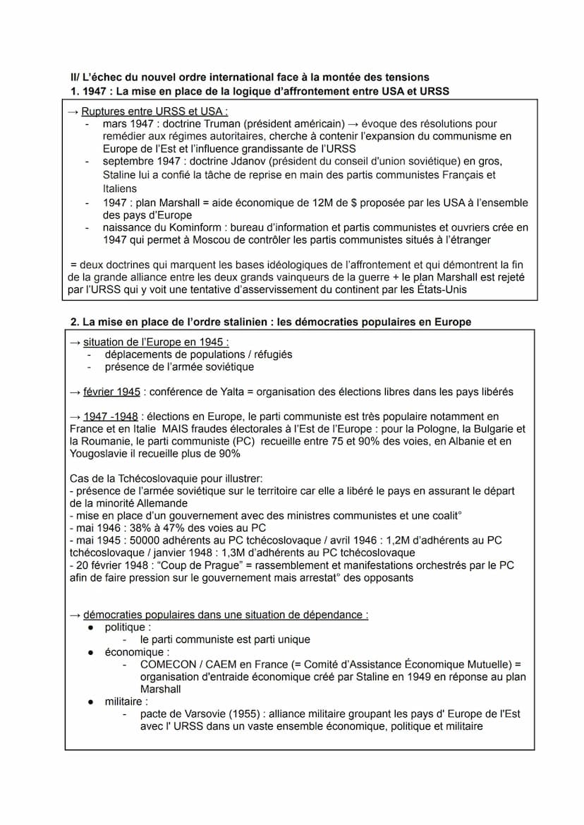 THÈME 2: LA MULTIPLICATION DES ACTEURS INTERNATIONAUX DANS UN
MONDE BIPOLAIRE (1945-début des années 1970)
CHAPITRE 1: La fin de la seconde 