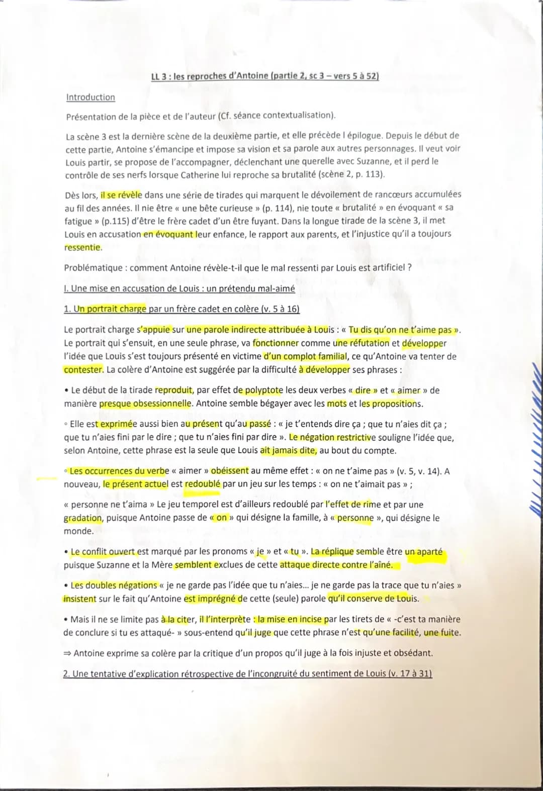 LL 3: les reproches d'Antoine (partie 2, sc 3-vers 5 à 52)
Introduction
Présentation de la pièce et de l'auteur (Cf. séance contextualisatio