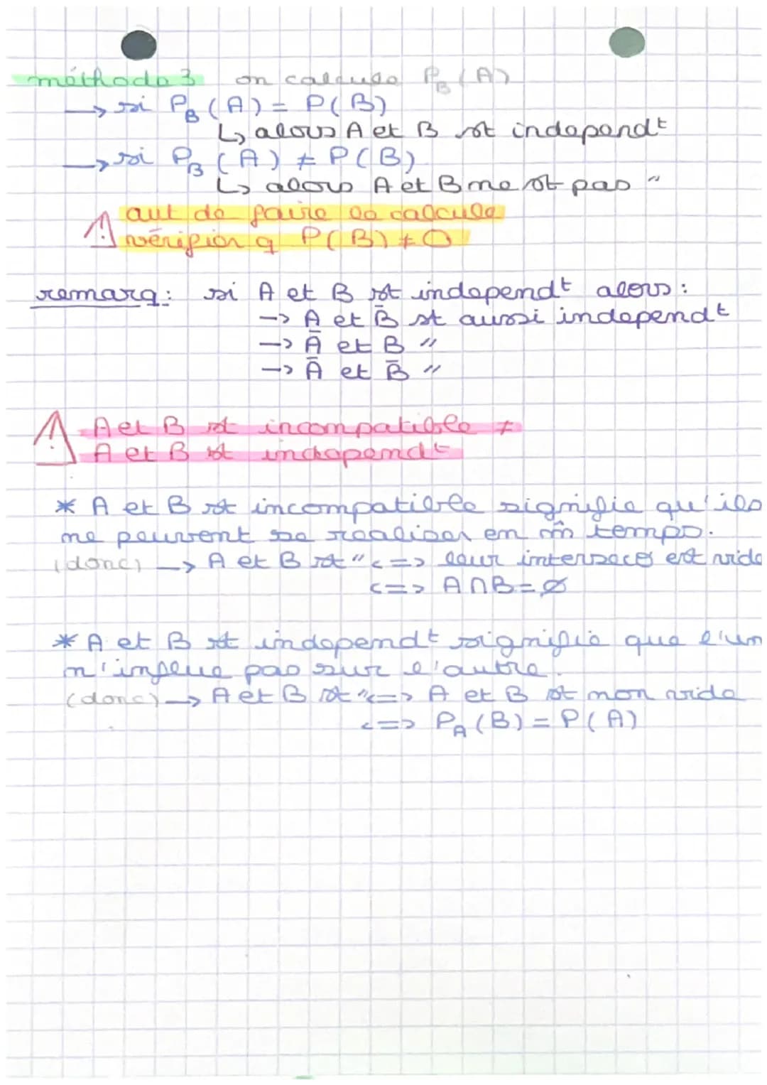 ● probal
probabilité
abilité
Probabilité =
A Quec des vous
équiprobables
apl= P(A) +0;
inter = "et"
union
"au"
methode 2
si P
OD
mb de cas f