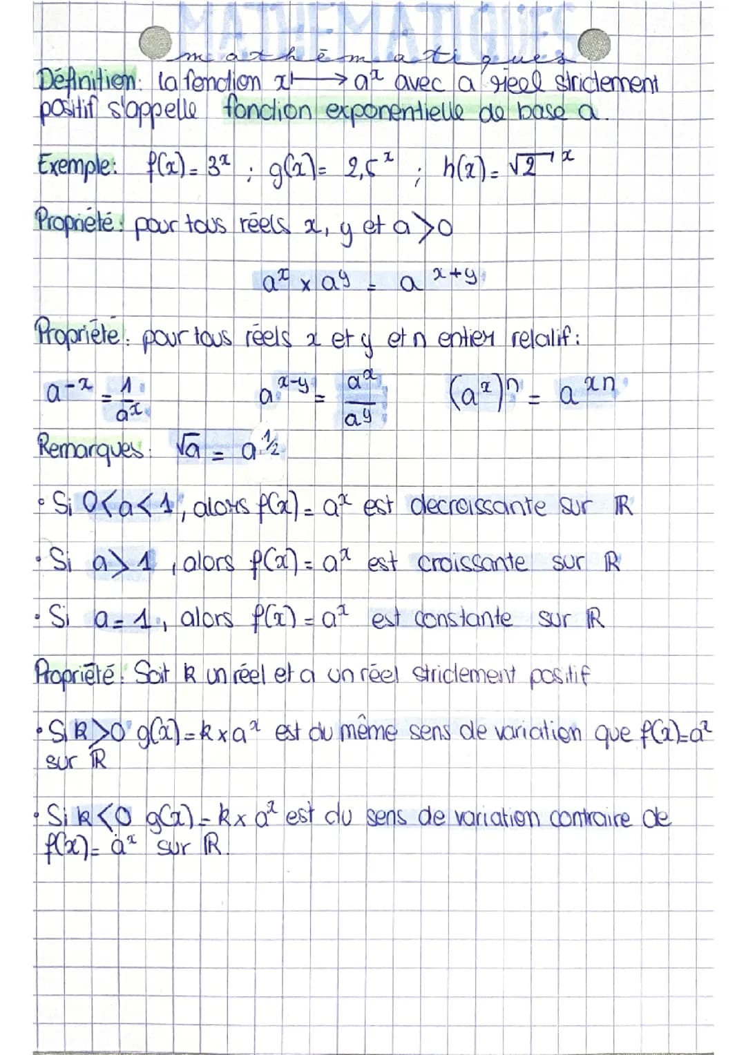 Fonction exponentielle de base a et taux d’évolution moyen 
