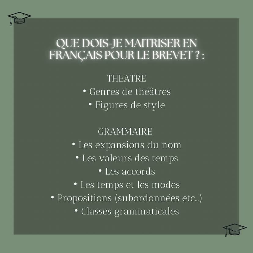 Conseils
BREVET
Epreuves ecrites
Sucesswithaliyah PRÉSENTATION
• Je vous fait ce post pour vous aider à avoir le
brevet à l'aide de mes méth