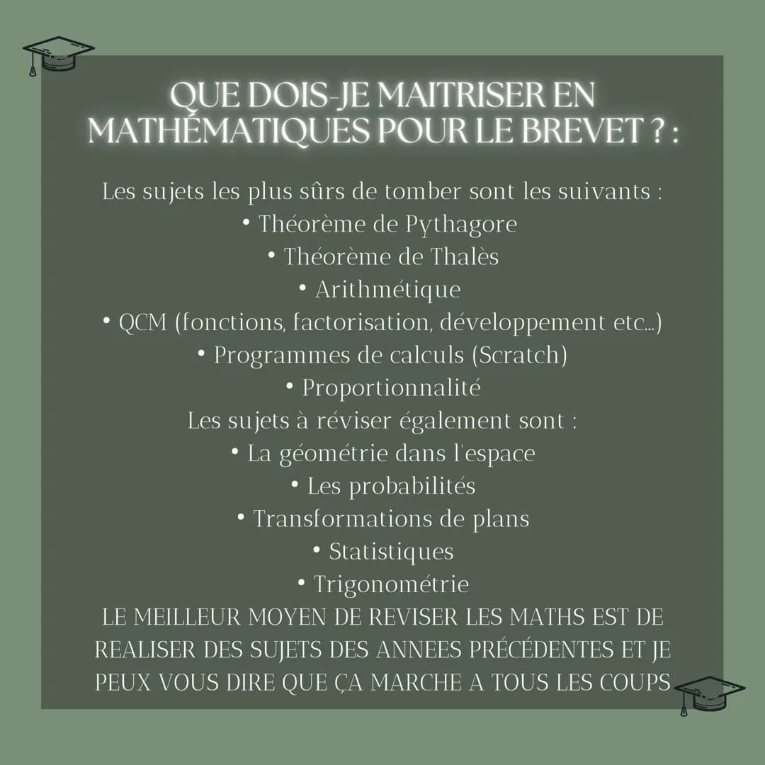 Conseils
BREVET
Epreuves ecrites
Sucesswithaliyah PRÉSENTATION
• Je vous fait ce post pour vous aider à avoir le
brevet à l'aide de mes méth