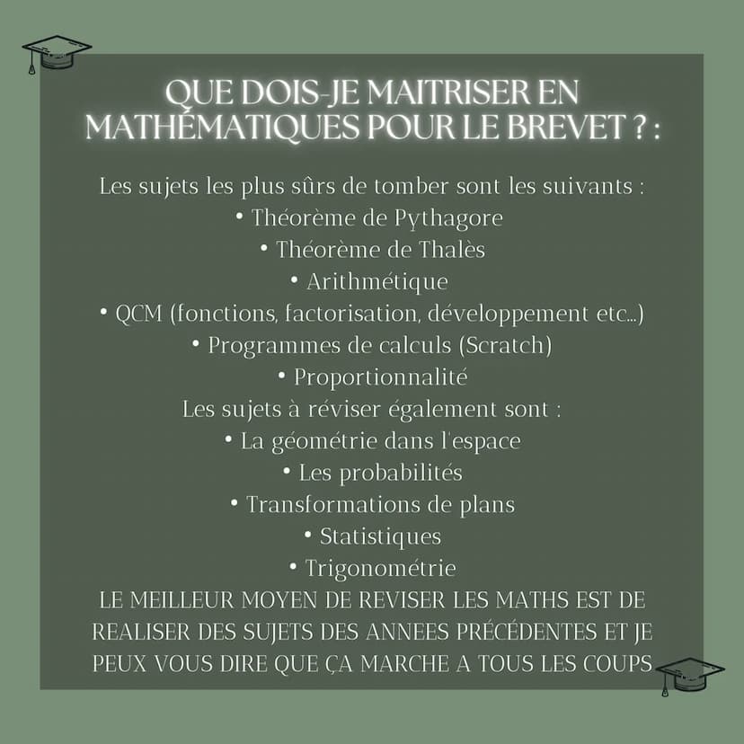 Conseils
BREVET
Epreuves ecrites
Sucesswithaliyah PRÉSENTATION
• Je vous fait ce post pour vous aider à avoir le
brevet à l'aide de mes méth