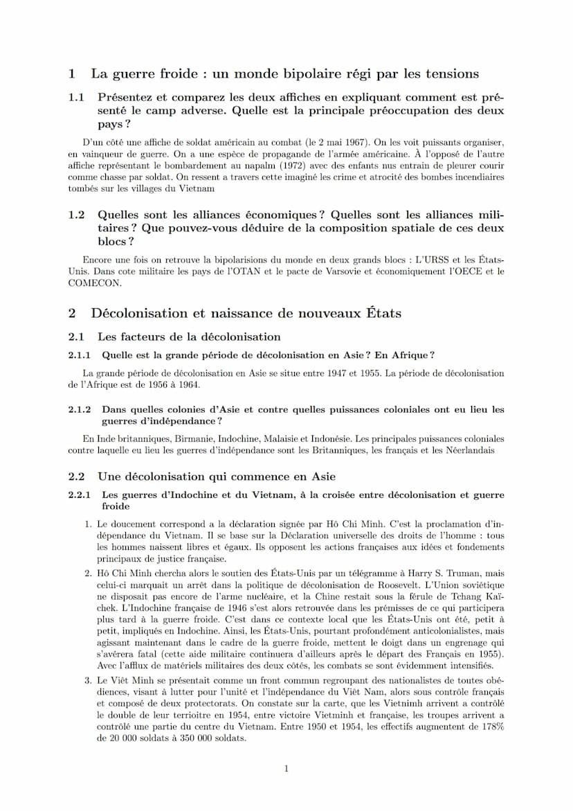 LYCEE GENERAL ET TECHNOLOGIQUE LA BRUYERE
Une nouvelle donne géopolitique :
bipolarisation et émergence du tiers- monde
31 janvier 2022
AFFI