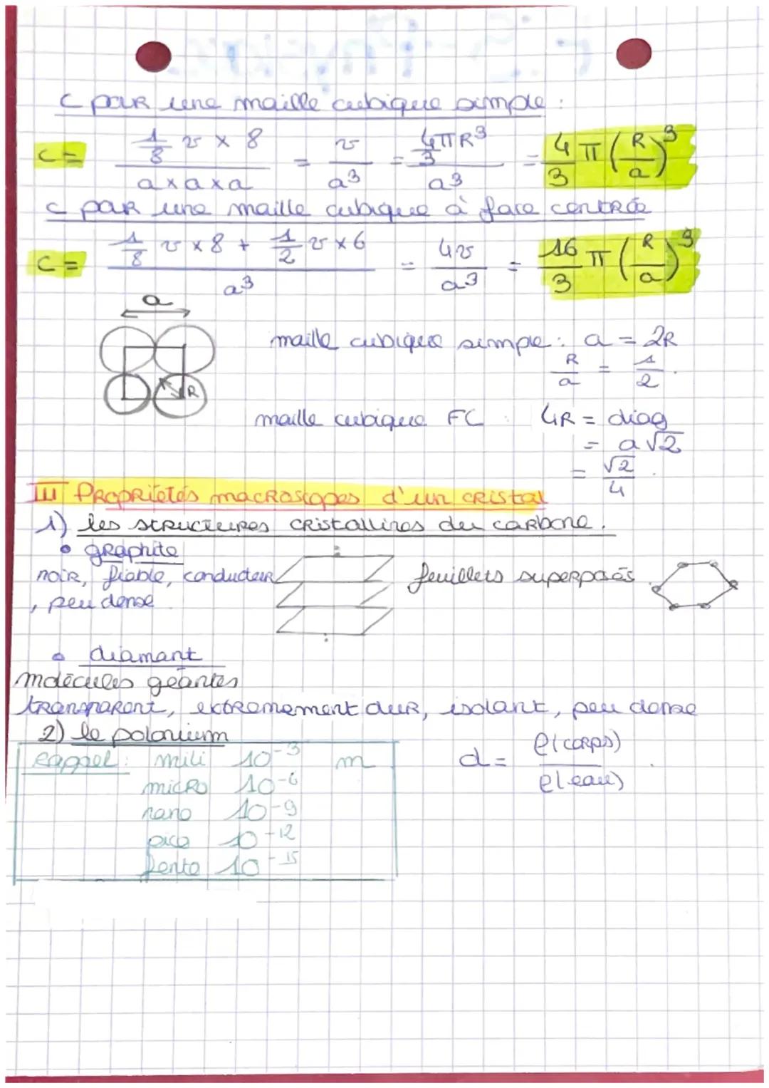 ES-Physique.
chapitre 2: les cristales
I La structure des cristaux
Elle peut être décrite par la Répétition dans
les 3 directions de l'espac