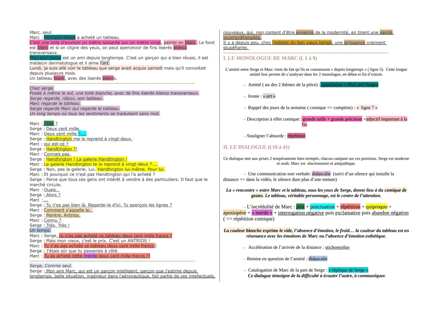 III. LE << MONOLOGUE » DE SERGE (1. 42 à 46)
Le deuxième monologue s'oppose, dans sa structure, au 1". Le texte de Marc débutait par la prés