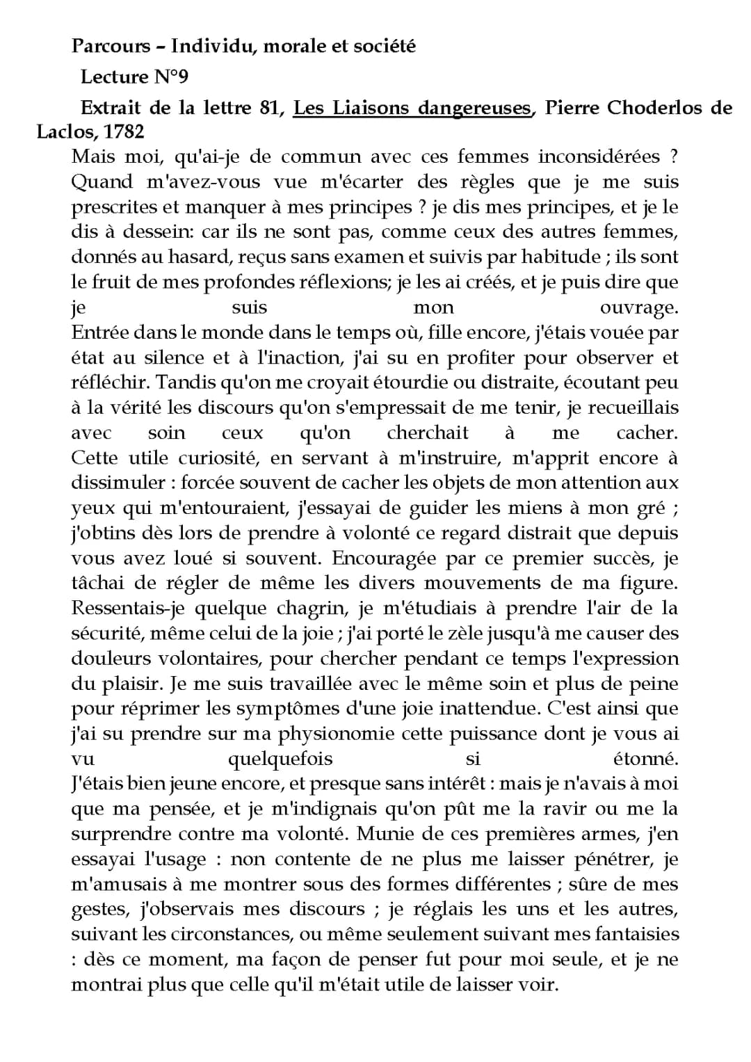 Lettre 81 Les Liaisons Dangereuses : Analyse Linéaire, Résumé et PDF