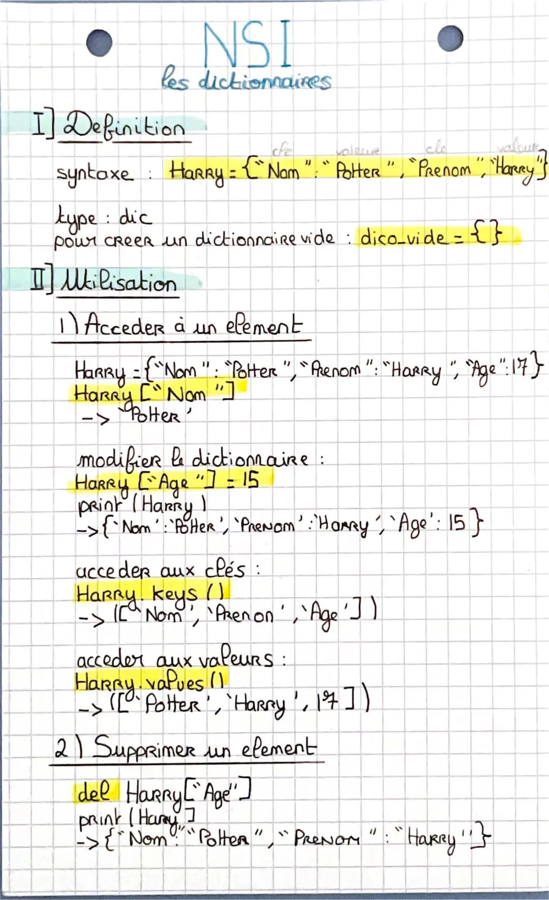 Guide complet sur le Dictionnaire Python : Exercice et astuces pour NSI