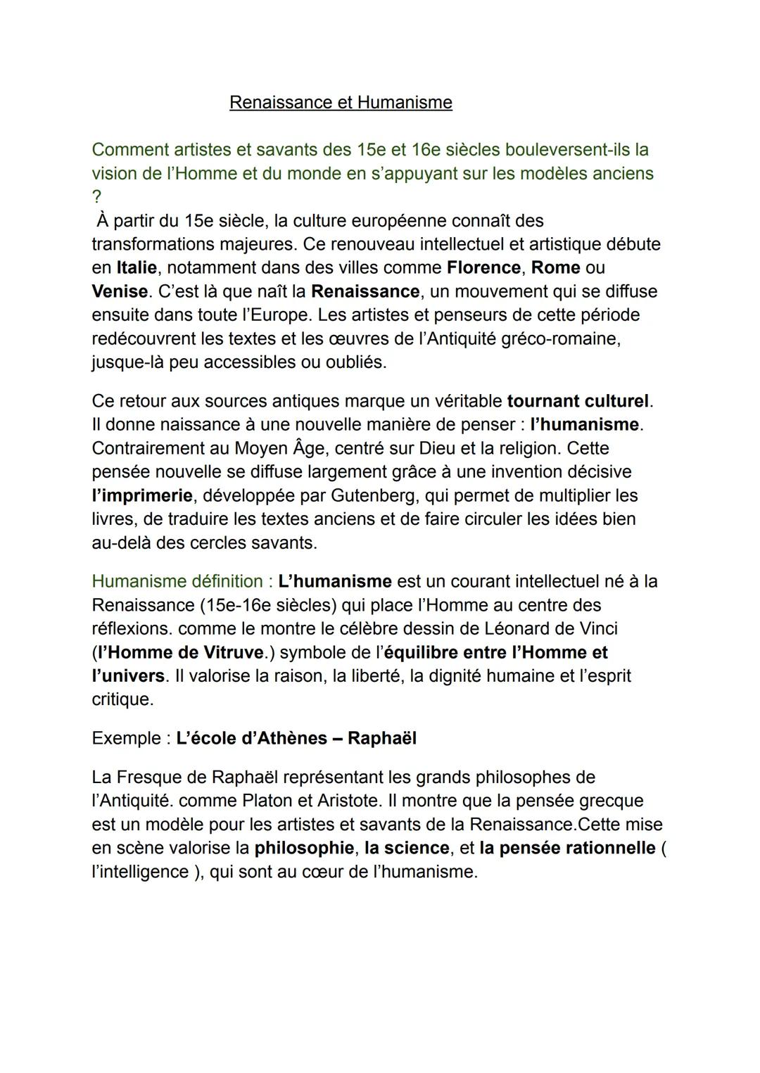 # Renaissance et Humanisme

Comment artistes et savants des 15e et 16e siècles bouleversent-ils la
vision de l'Homme et du monde en s'appuya