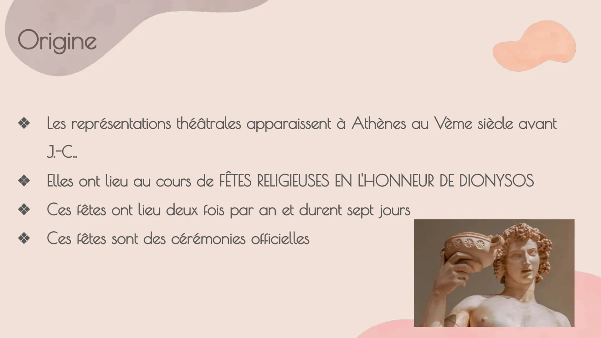 Le théâtre
antique
(grec) 1
Origine
2
Les concours
Sommaire
3
Le lieu de spectacle
4
Des pièces
5
Principaux auteurs Origine Origine
2
X
n
2