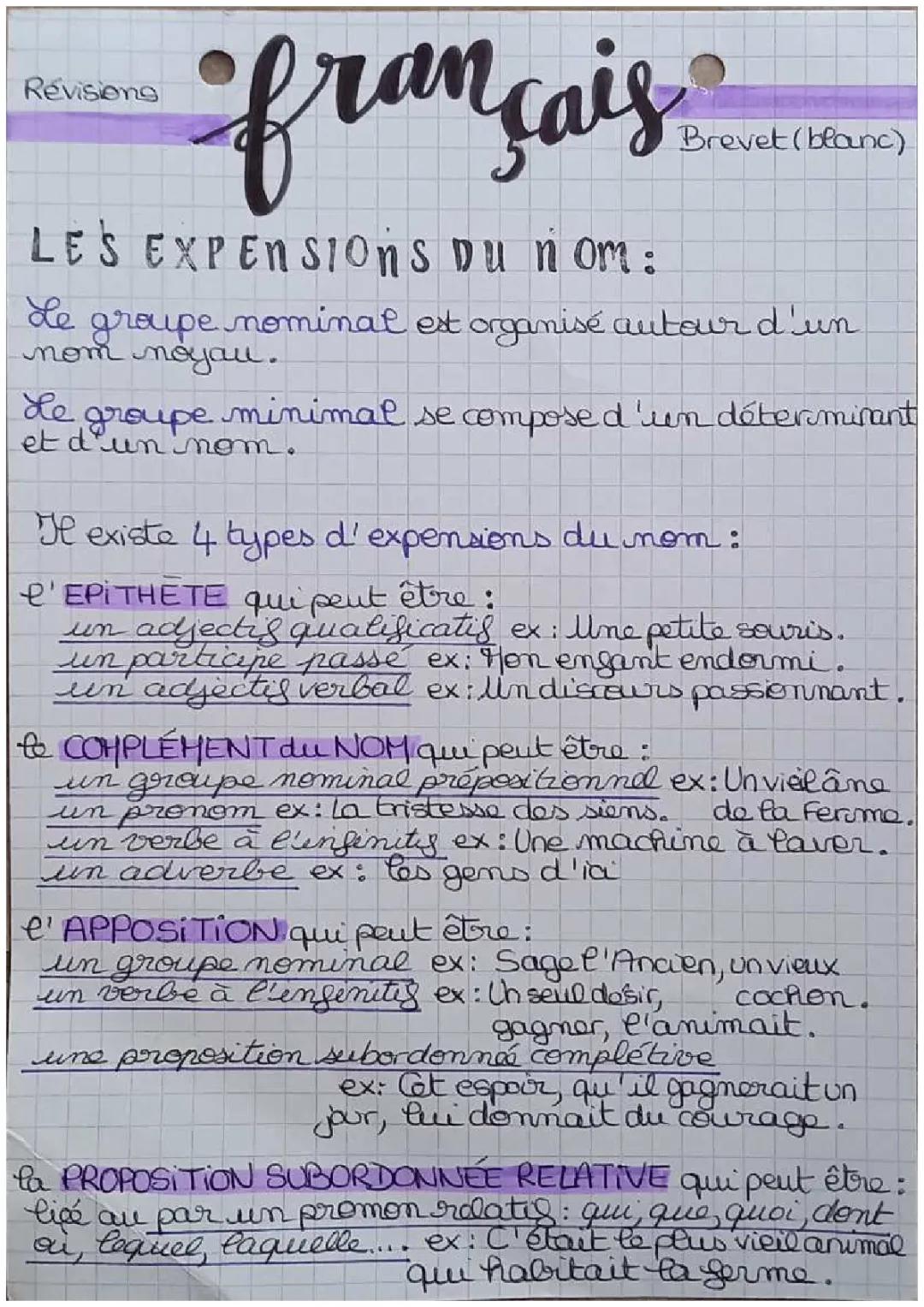 Les expansions du nom