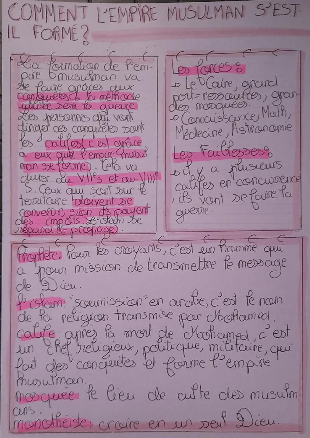 # Histoire-Geo-
LE MONDE MUSULMAN
COMMENT EST NÉ L'ISLAM?
Le fondateur de Pislam est Mohamed, il aurait
regu la révélation ou Dieu aurait fa