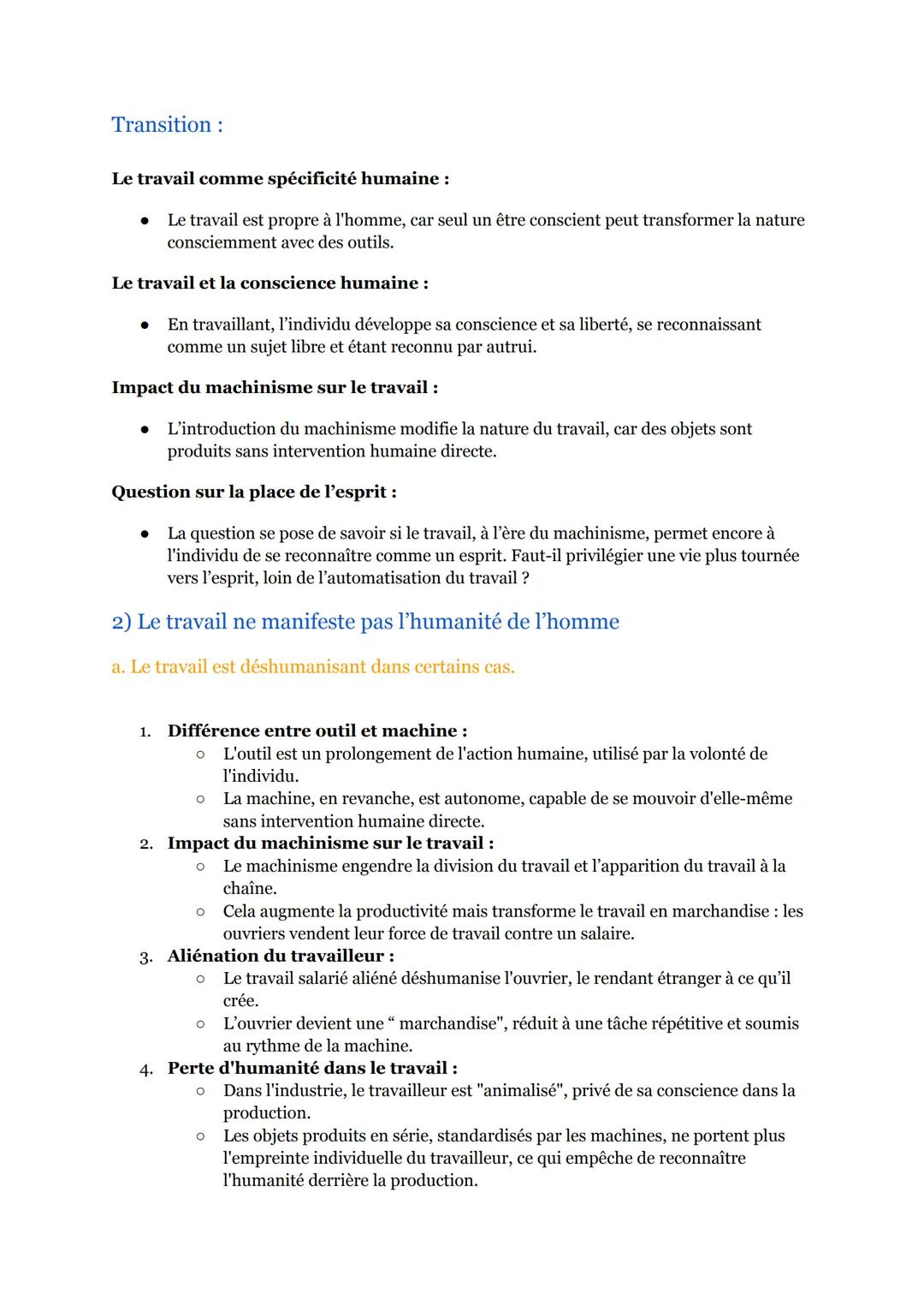(5/17)
Le travail:
(Séquence 2, partie 2)
Introduction :
Caractéristiques de l'humanité :
• L'humanité se manifeste à travers des qualités d