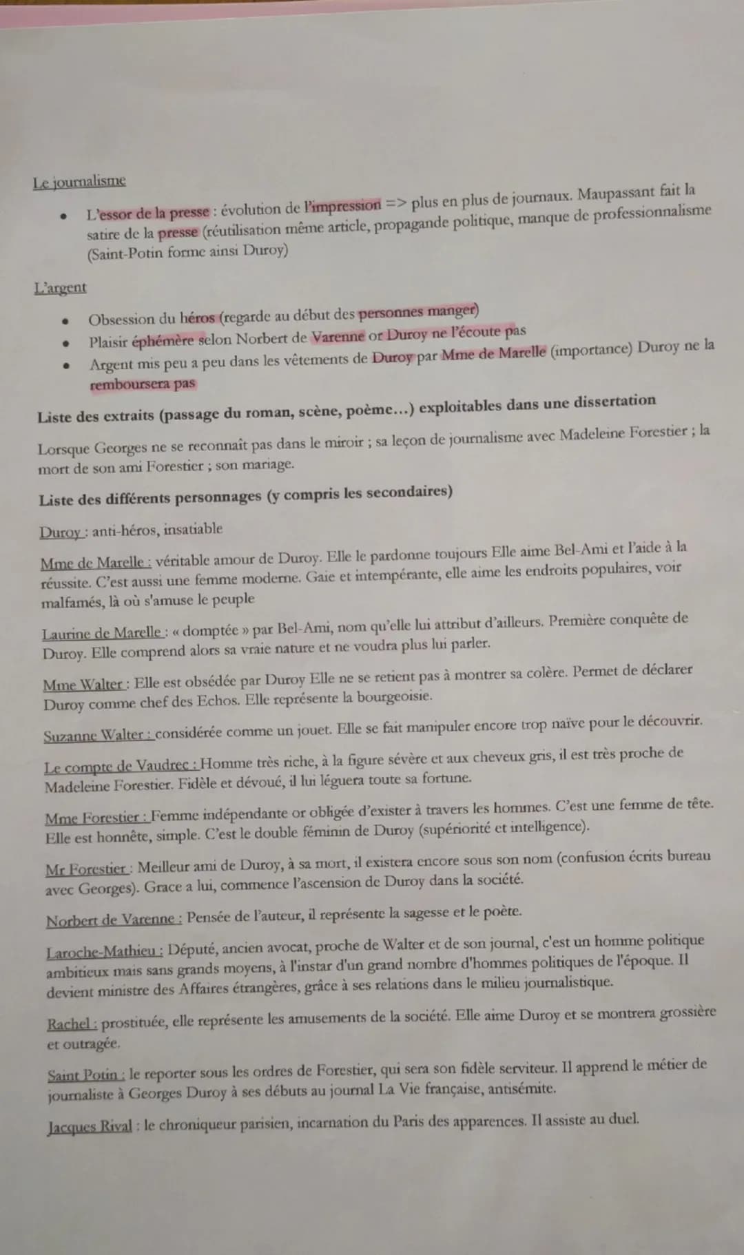Titre: Bel-Ami
Auteur: Guy de Maupassant
Genre: Roman réaliste
Fiche de révision pour la dissertation
Période et mouvement littéraire : cour