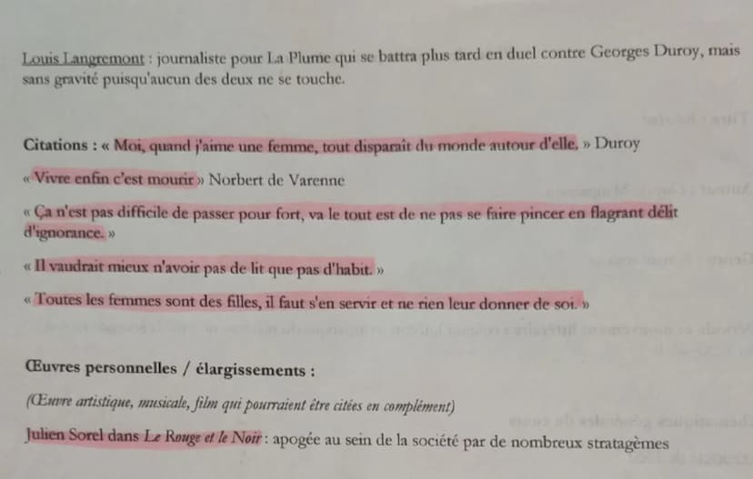Titre: Bel-Ami
Auteur: Guy de Maupassant
Genre: Roman réaliste
Fiche de révision pour la dissertation
Période et mouvement littéraire : cour