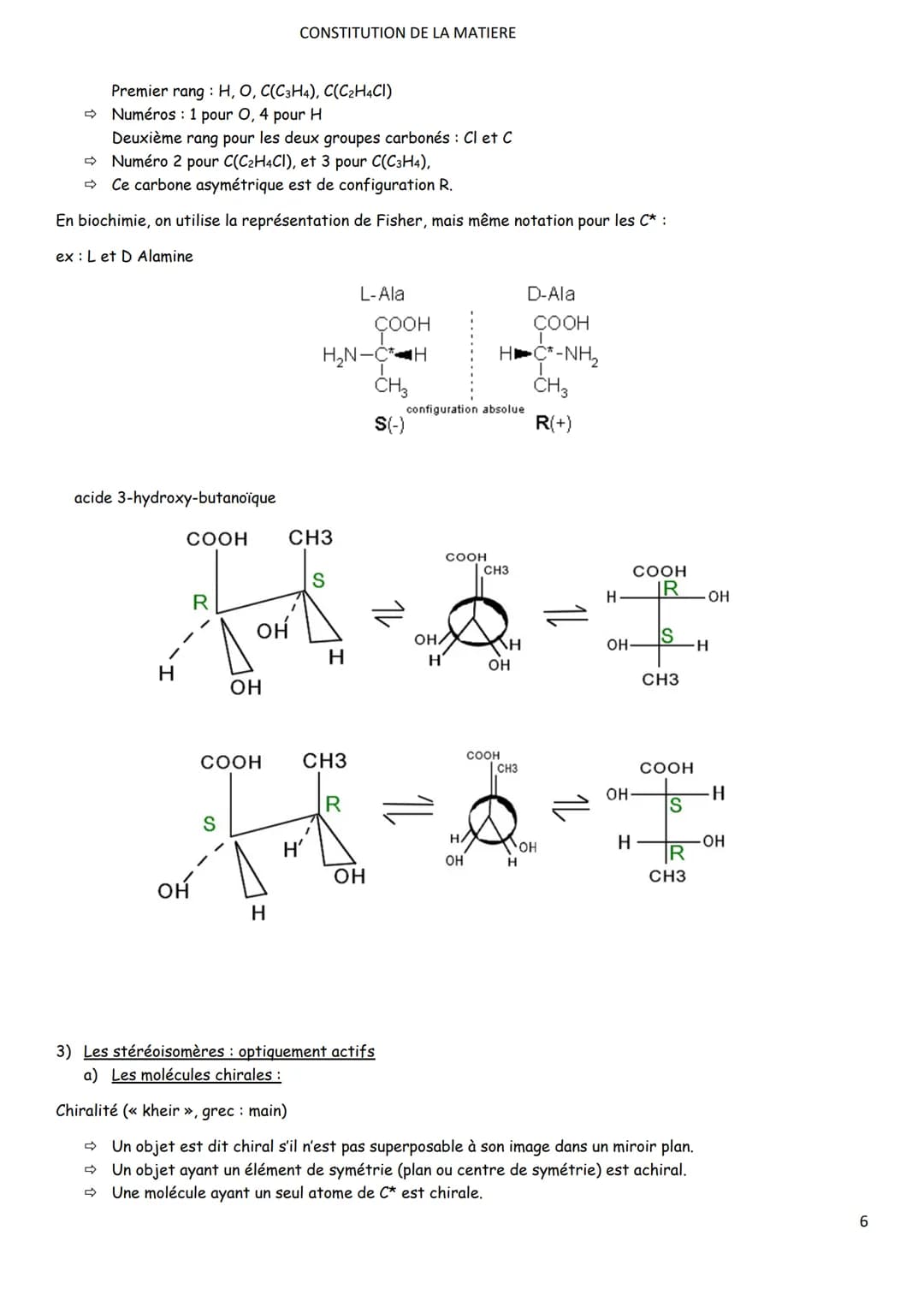 Chap.1
CONSTITUTION DE LA MATIERE
STRUCTURE SPATIALE DES ESPECES CHIMIQUES
TSTL
Objectifs Carbone asymétrique, chiralité, isomérie, C.I.P.
➡