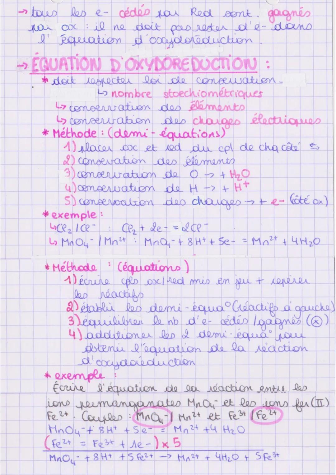 chapitre 5
réactions d'oxcydoréduction.
OXYDANT: espèce chimique capable de gagner
un ou plusieurs e-
RÉDUCTEUR: espèce chimique capable de 