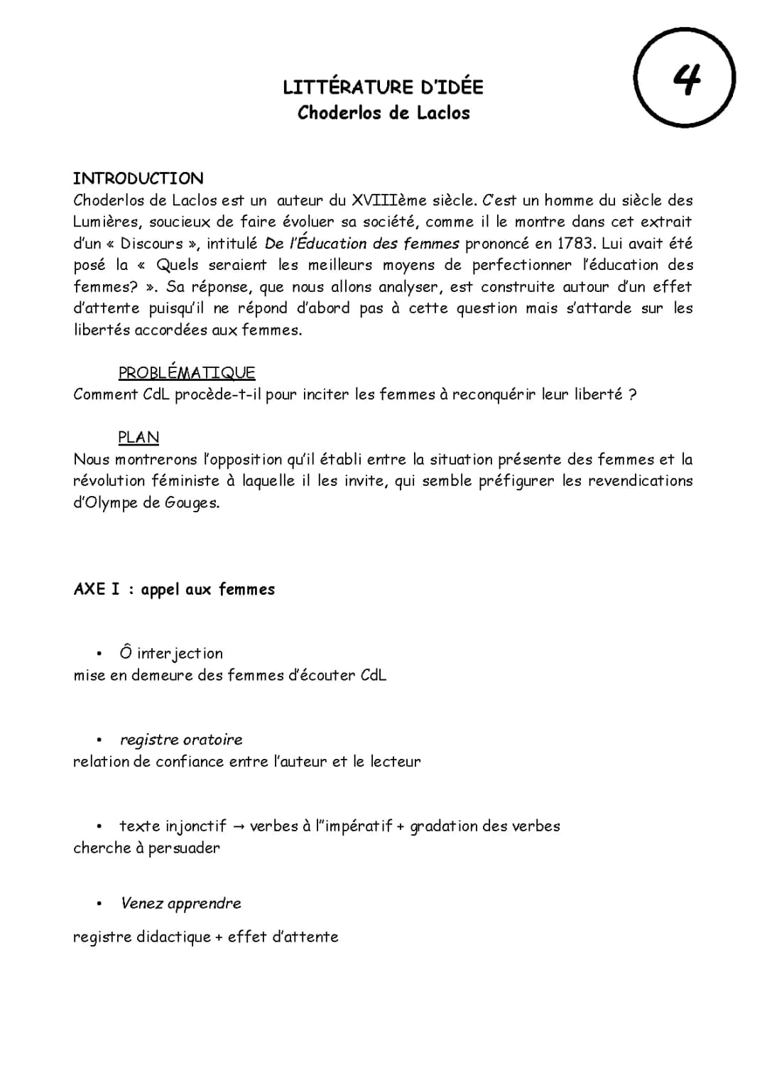 De l'éducation des femmes, Choderlos de Laclos - Analyse linéaire