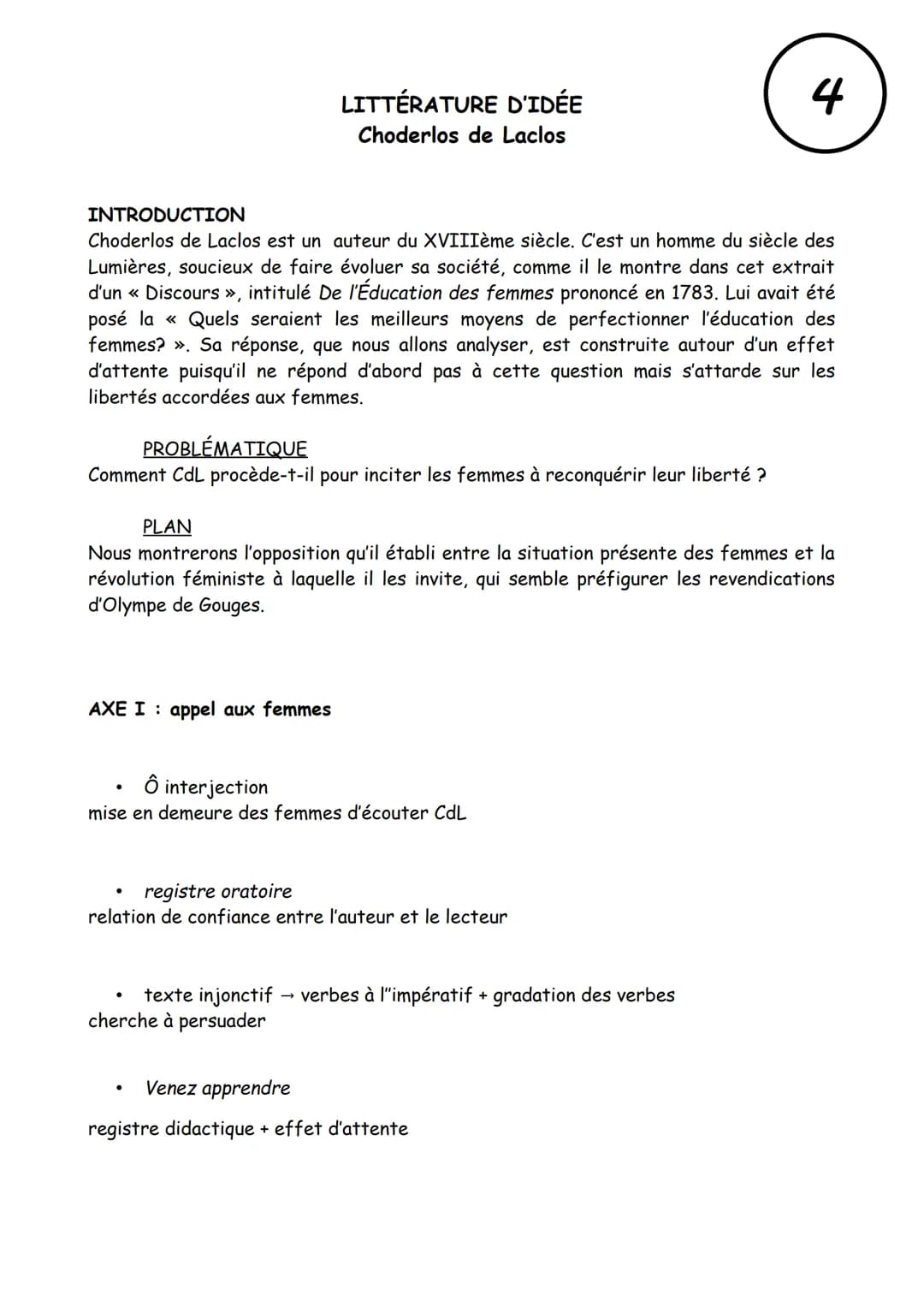 LITTÉRATURE D'IDÉE
Choderlos de Laclos
INTRODUCTION
Choderlos de Laclos est un auteur du XVIIIème siècle. C'est un homme du siècle des
Lumiè