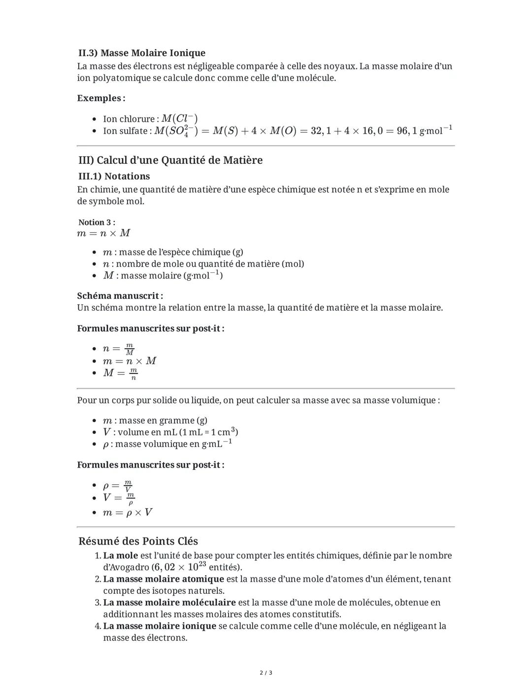 Comment Compter des Entités Chimiques ?
I) Définition d'un Paquet de Référence: La Mole
Tout échantillon macroscopique de matière contient u