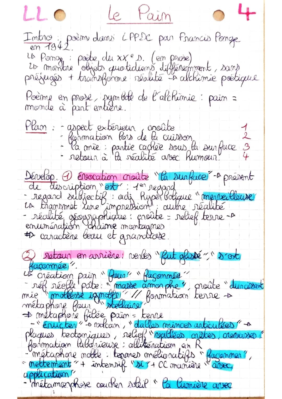 Analyse linéaire Le Pain de Francis Ponge PDF - Beaux Textes et Poèmes