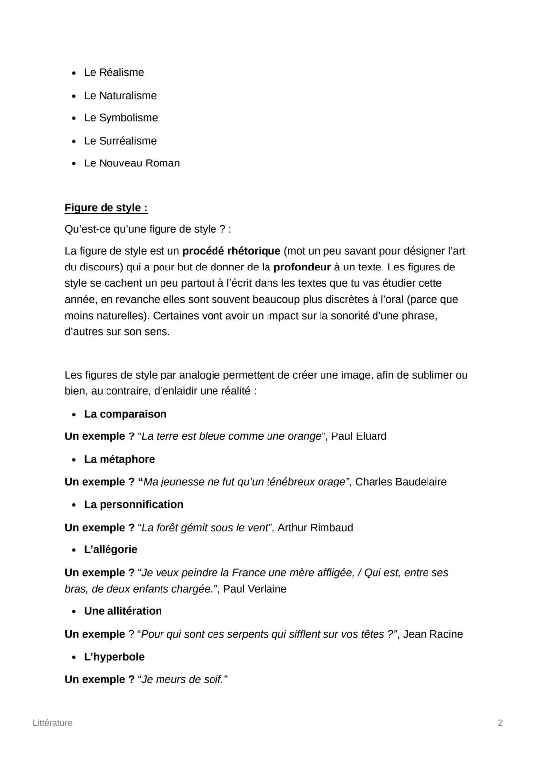 Littérature
Notion de genre littéraire :
Il existe cinq genres littéraires :
• Le genre narratif
• Le genre poétique
• Le genre théâtral
Le 