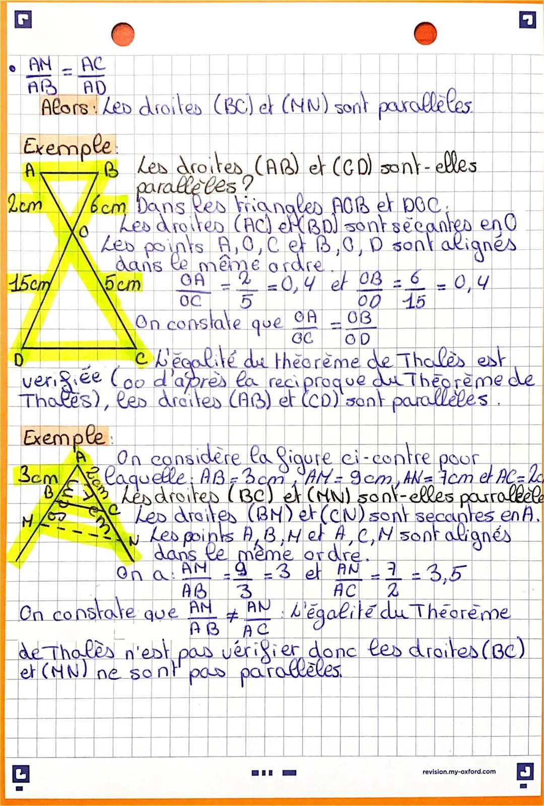 Maths
Theoreme de Thales
et sa resiproque
1/
I Theorème. Ji dans les triangles ABC et AMN
• (MB) et (NC) sont secantes en A
• (MN) est paral