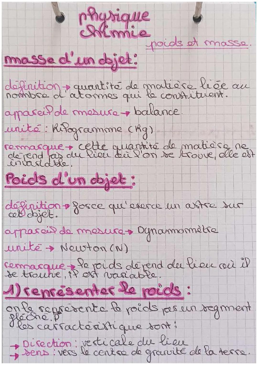 Physique-chimie -> poids et masse 