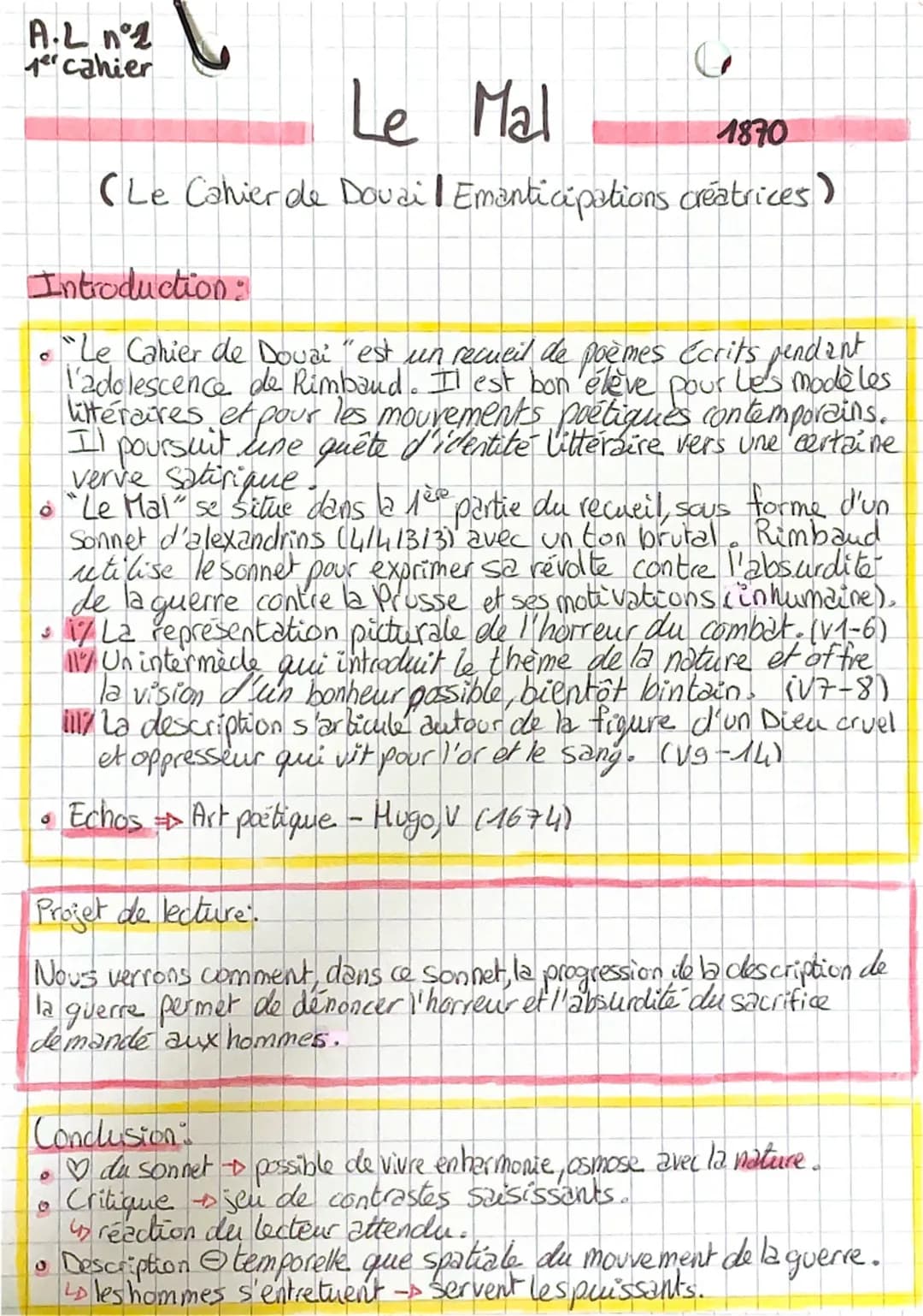 Arthur
Rimbaud
Cahiers de Douai Mars à Octobre 1870
Arthur Rimbaud est un poète français précoce
qui a contribué à révolutionner la poésie a