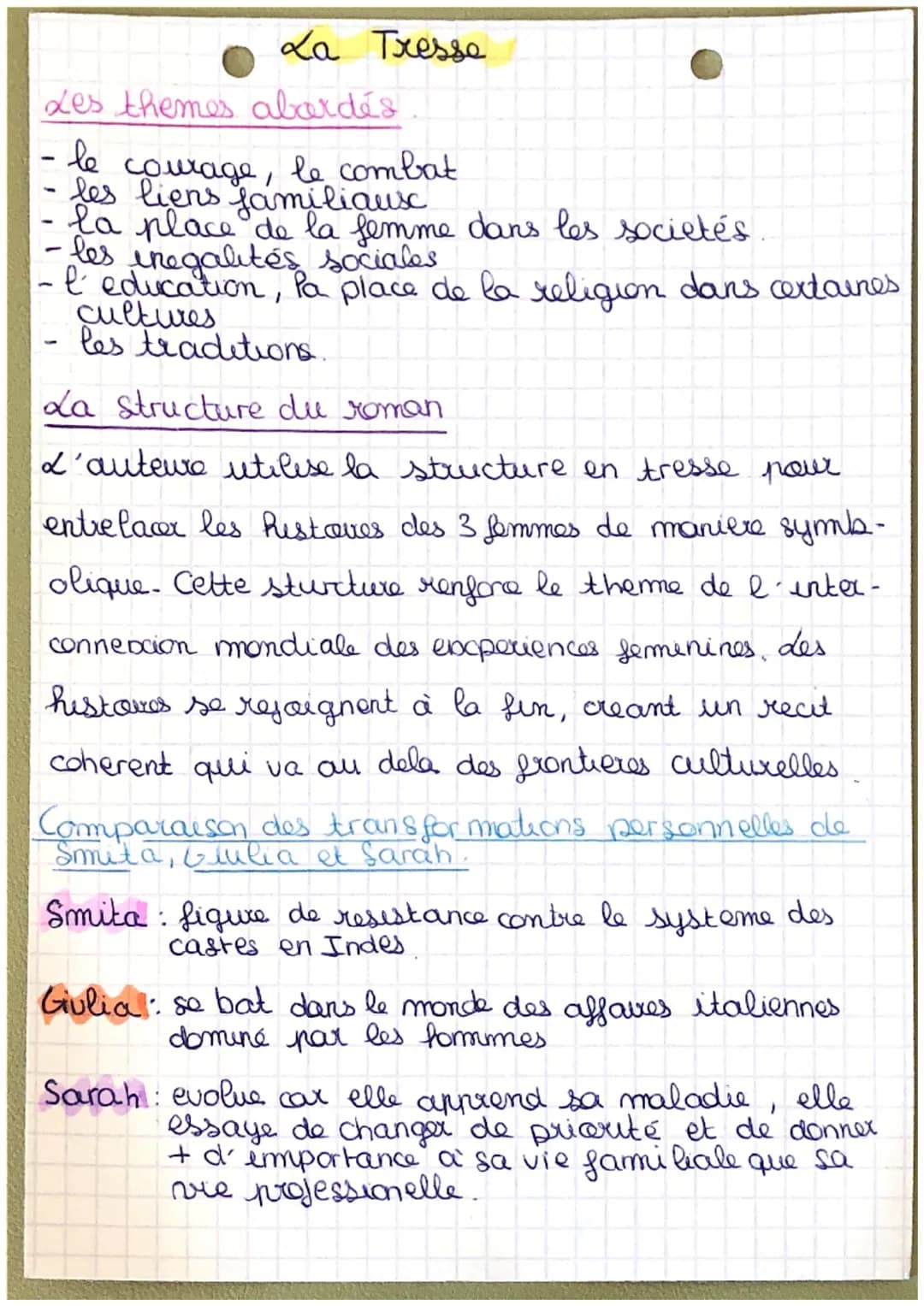 La Tresse
Les themes abordés
- le
courage, le combat.
- les liens familiausc
la place de la femme dans les societés
- les inegalités sociale