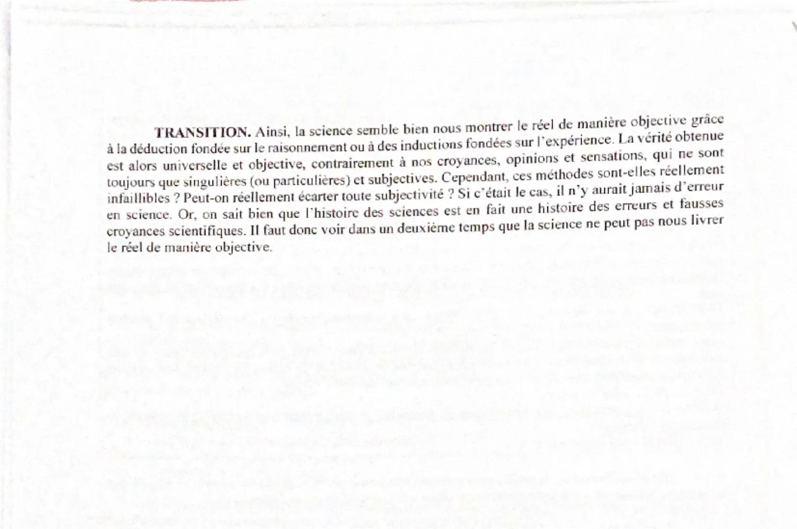I. Oui, la science établit la vérité sur le réel
1. La science nous montre le réel par l'expérience.
Le terme << expérience >> a trois sens 