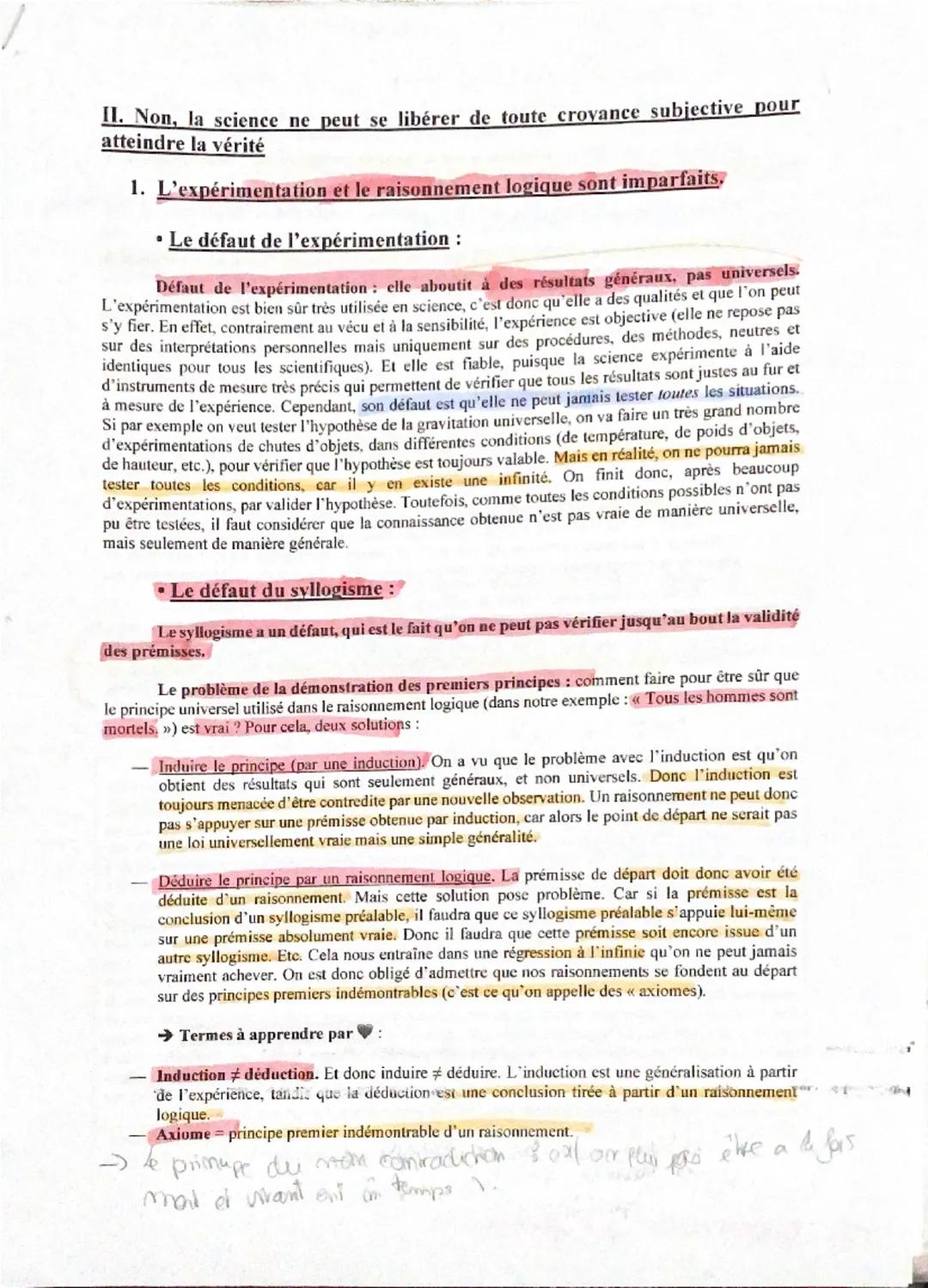 I. Oui, la science établit la vérité sur le réel
1. La science nous montre le réel par l'expérience.
Le terme << expérience >> a trois sens 