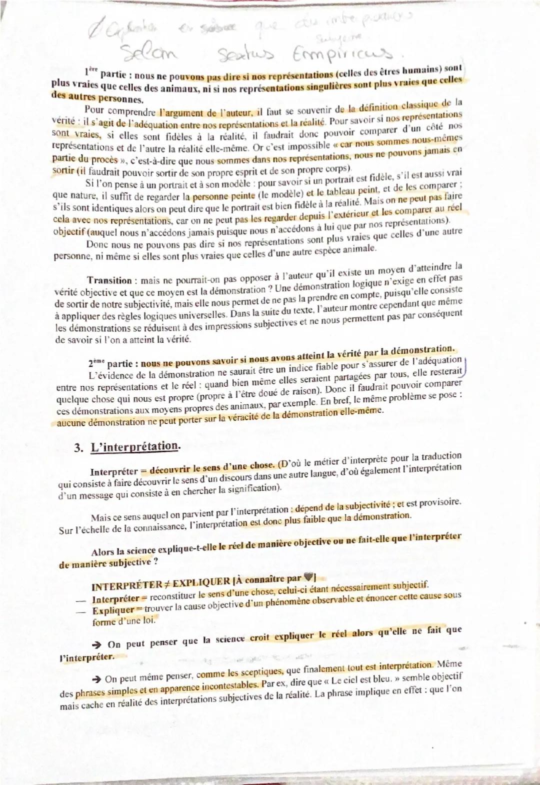 I. Oui, la science établit la vérité sur le réel
1. La science nous montre le réel par l'expérience.
Le terme << expérience >> a trois sens 