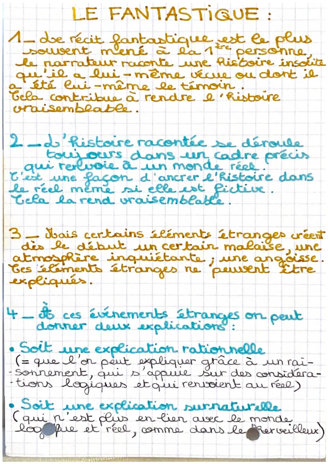 LE FANTASTIQUE
:
1- Le récit fantastique est le plus
souvent mené à la 11
le narrateur raconte une histoire insolite
personne,
qu'il a lui-m