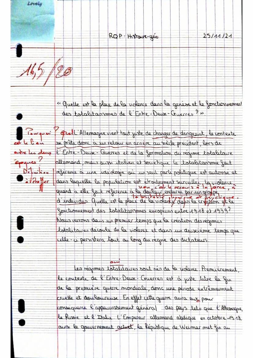 Histoire - Terminale générale
Thème Fragilités des démocraties, totalitarismes et Seconde Guerre mondiale
Evaluation
Sujet : quelle est la p