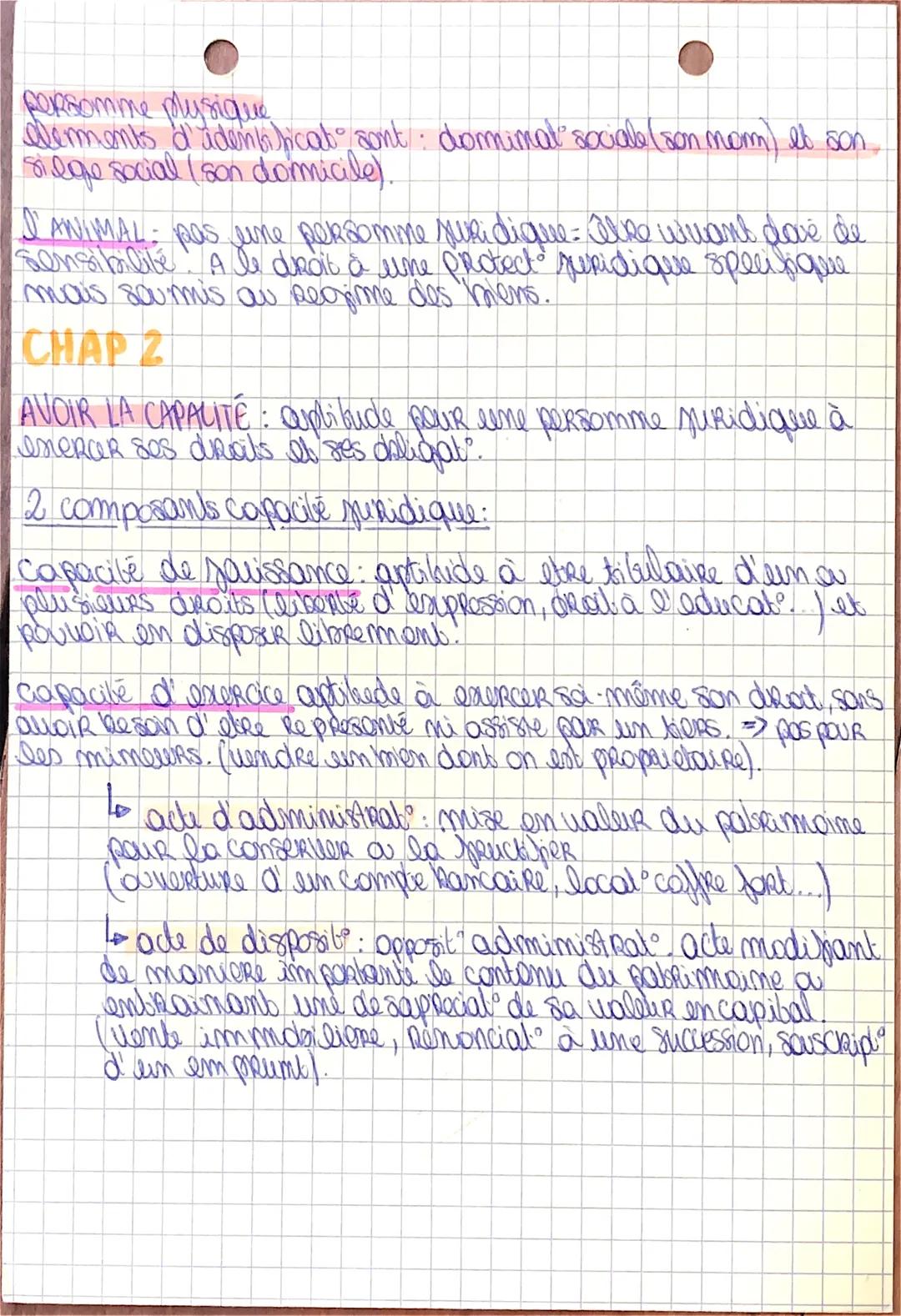 # DROIT THEME 3

CHAP A

PERSONINE JURIDIQUE: Personme plusique a morale ayant des
drals et des deligat

PATRIMOINE co que posse de une pers