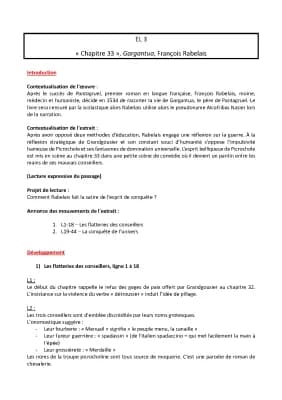 Know Explication linéaire « Chapitre 33, Gargantua, Rabelais » thumbnail