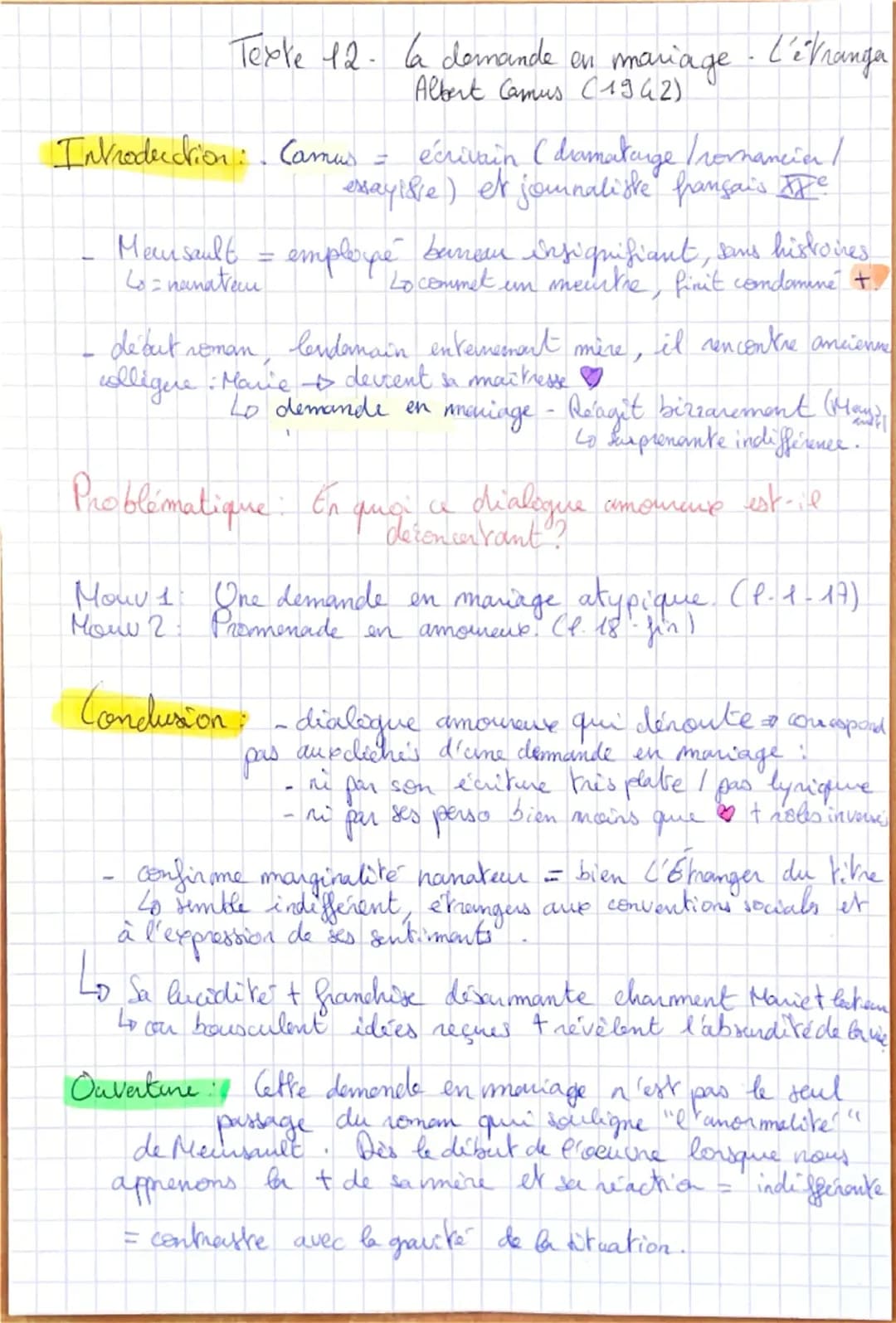 Texte 12. la demande en mariage. L'étrange
Albert Camus (1942)
Introduction: Camus = écrivain (dramaturge
écrivain (dramaturge / romancia /
