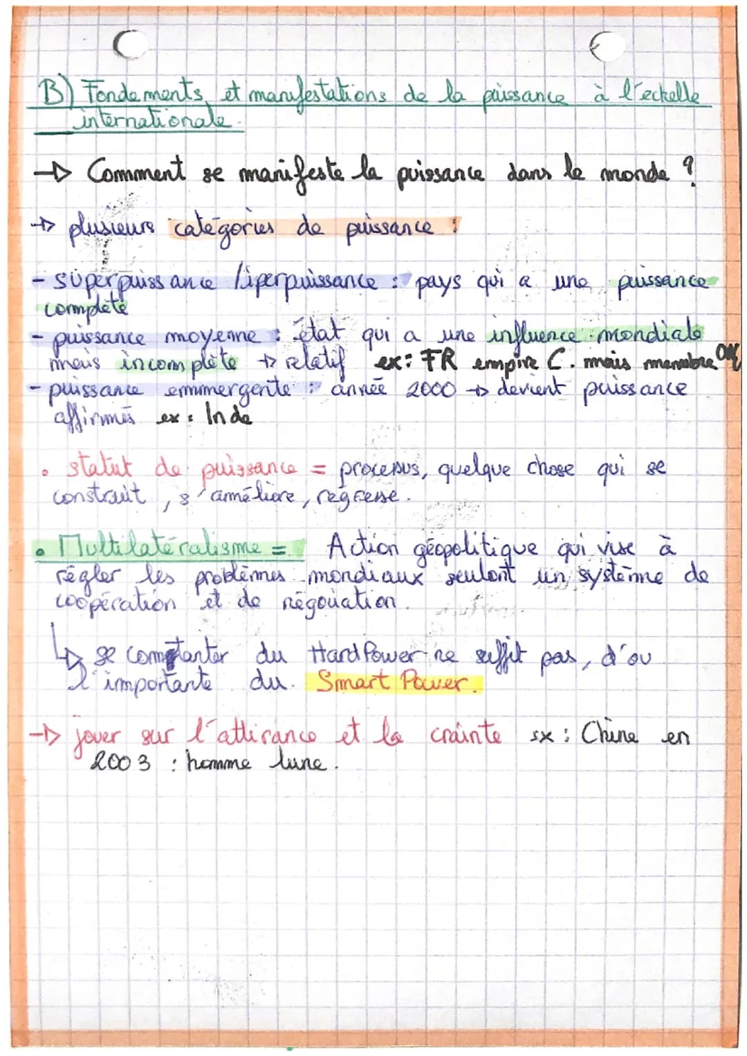 C
Bhawwa
I) Etre une puissance aujourd'hui
A. Les caractéristiques de la puissance à l'échelle
internationale aujourd'hui.
WA
Quelles sont l