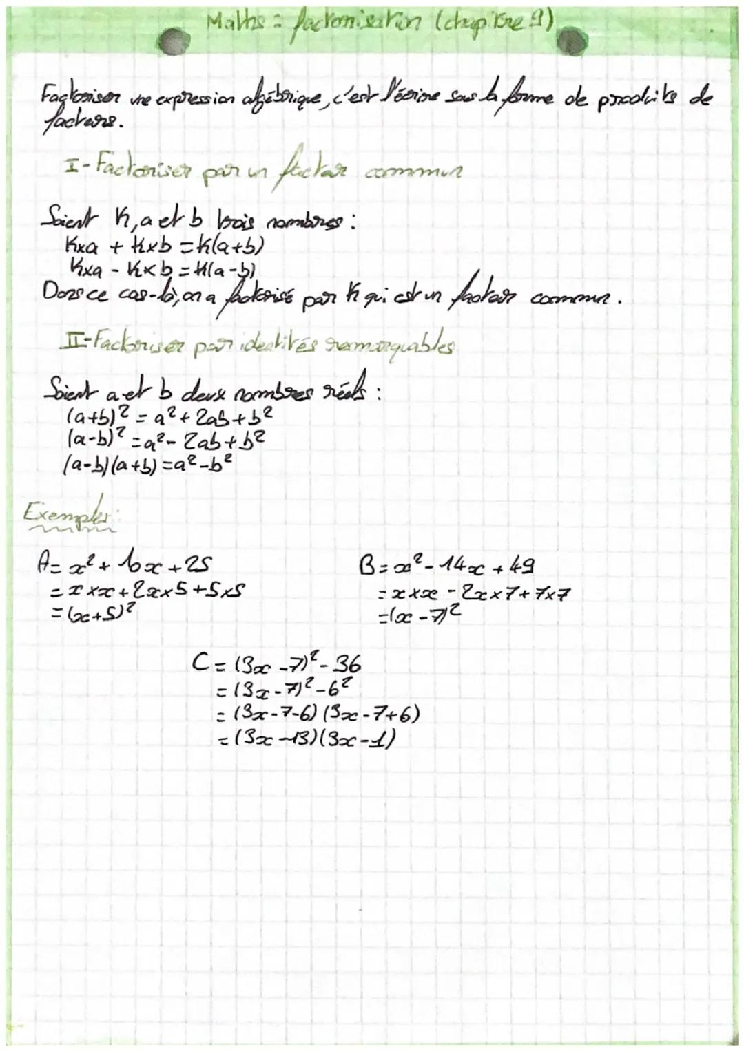 Maths = factomisation (chop the 9)
Fagkonser
fachers.
the expression algeborique, c'est l'ecrime sous la forme de produits de
par un
factur
