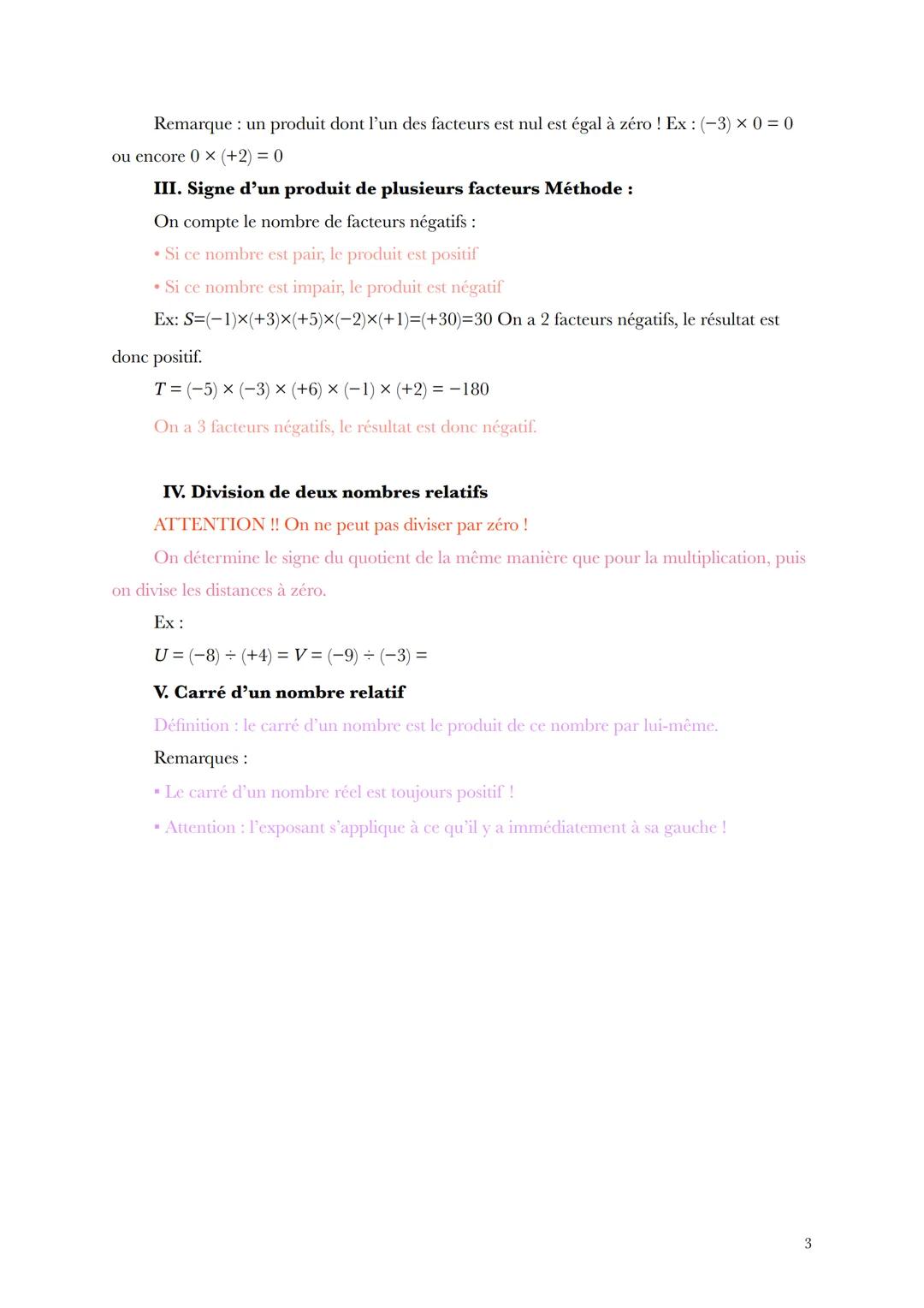Cours de Maths
I. Rappels sur l'addition et la soustraction
1. Définitions
▪ Relatif qui a un signe
▪ Valeur absolue ou distance à zéro: le 