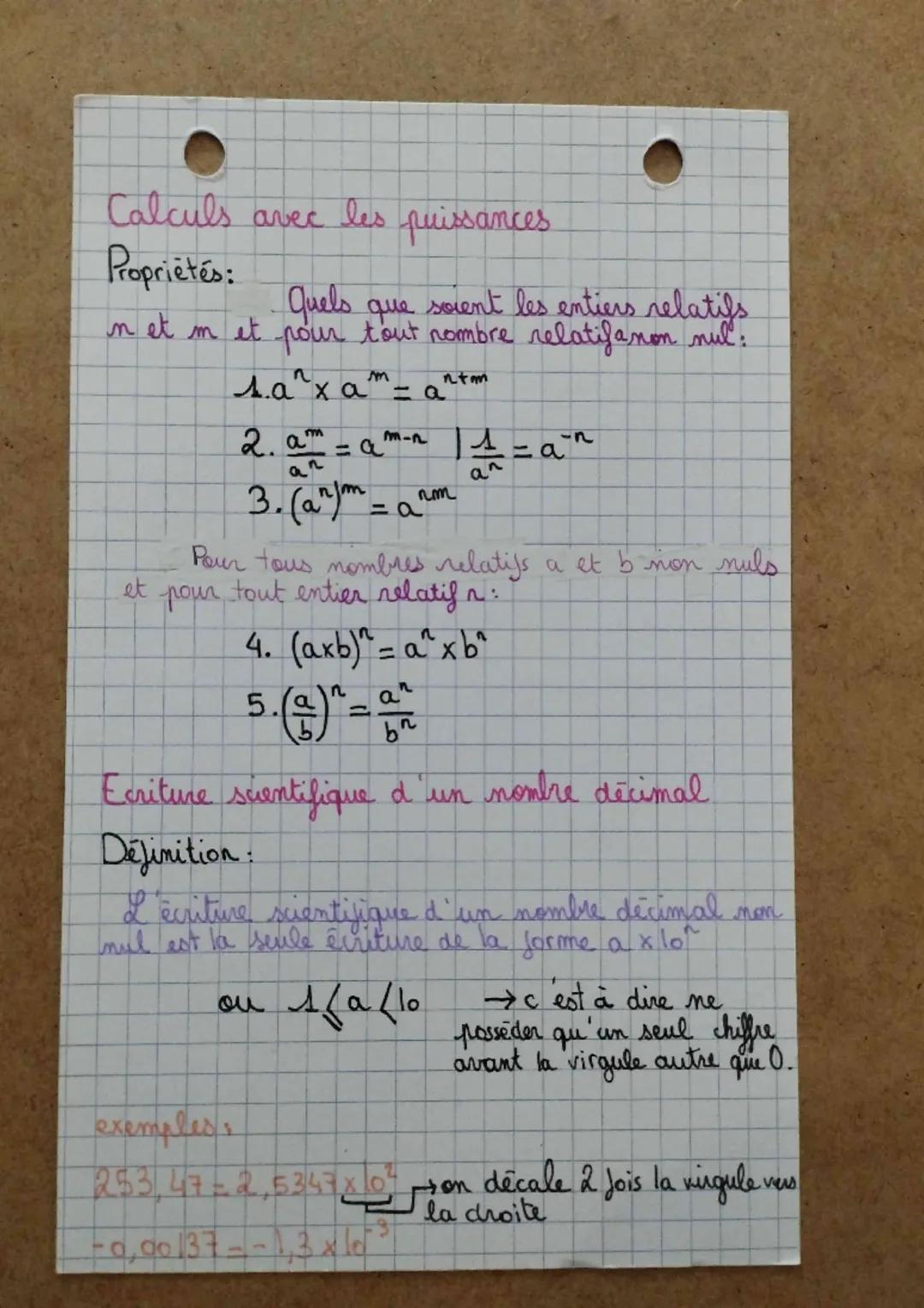 Maths
Puissance
ve d'un nombre relatif :
Définition: positi
Soit a un nombre relatif et n un entier
positif (supérieur ou égal à 2)
M
a
= ax