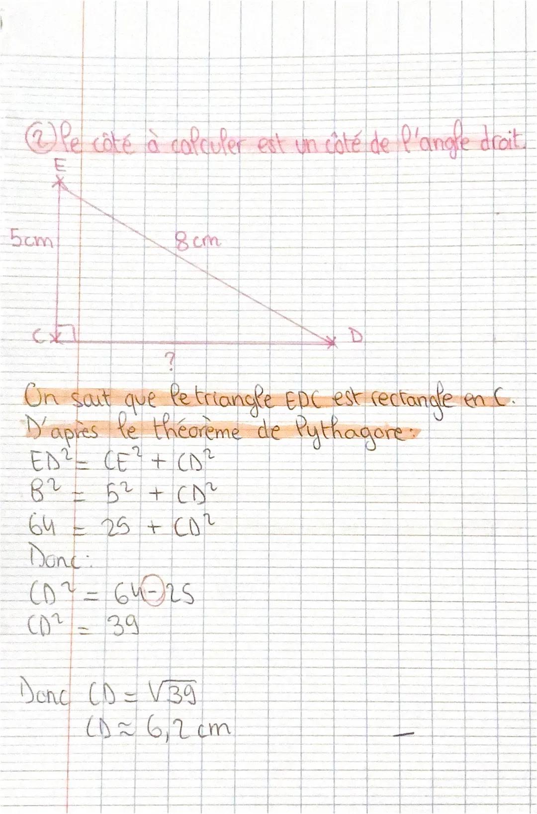 héorème de Puthagore et sa
Chap 1 bis
réciproque
le côté à calculer est Phypotenuse.
C
côté de x
l'angle
droit
6cm
BC² - AB² + AC ²
BC² - 92
