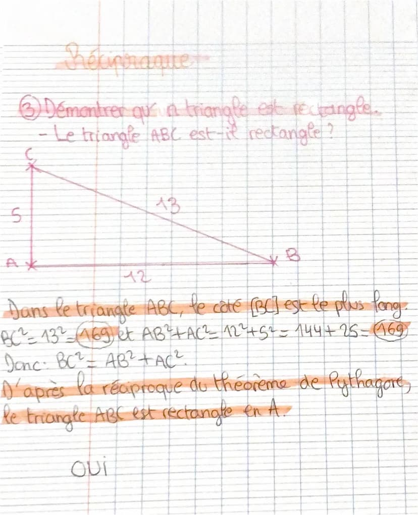 héorème de Puthagore et sa
Chap 1 bis
réciproque
le côté à calculer est Phypotenuse.
C
côté de x
l'angle
droit
6cm
BC² - AB² + AC ²
BC² - 92