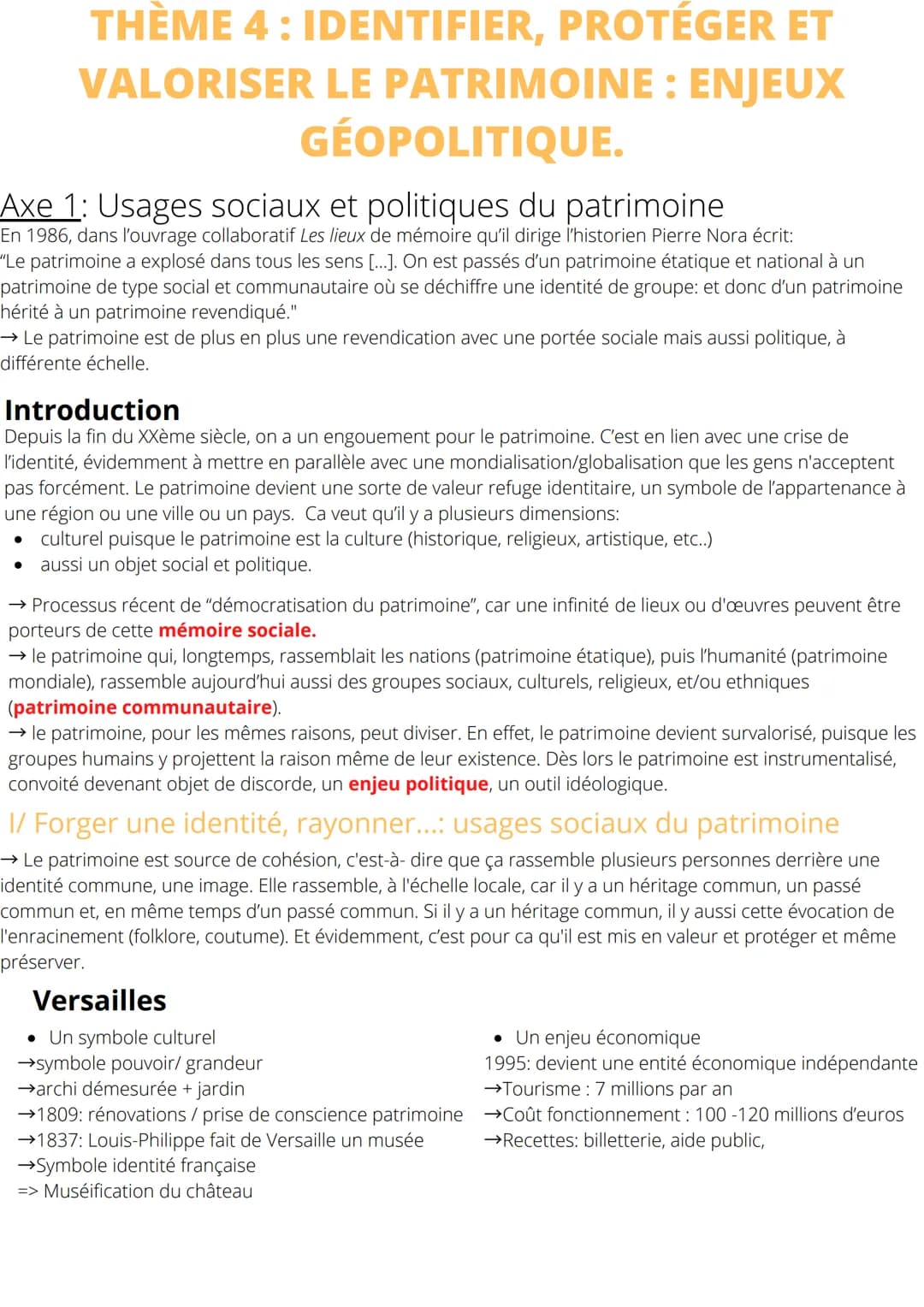 THÈME 4: IDENTIFIER, PROTÉGER ET
VALORISER LE PATRIMOINE : ENJEUX
GÉOPOLITIQUE.
Axe 1: Usages sociaux et politiques du patrimoine
En 1986, d