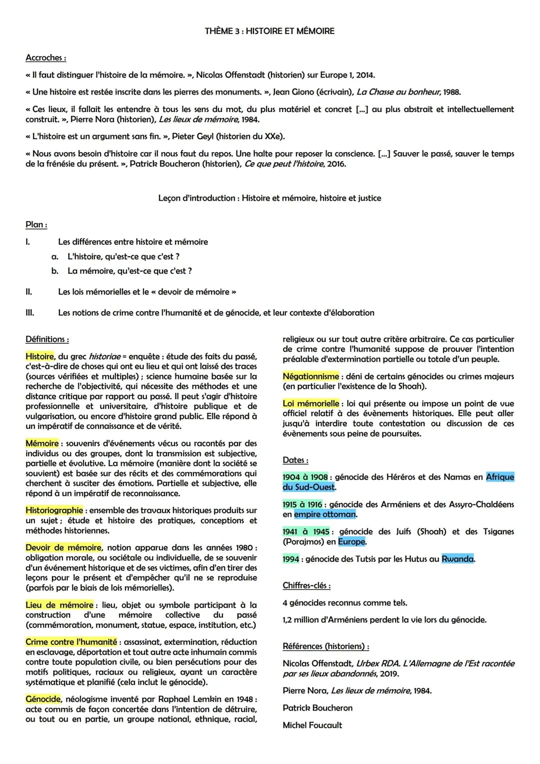Histoire et mémoire