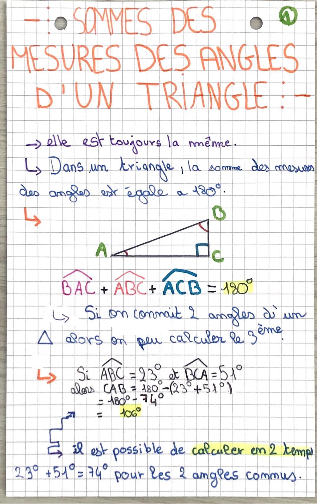 • SOMMES DES
MESURES DES ANGLES
D'UN TRIANGLE
→ elle est toujours la même.
L₂ Dans un triangle
triangle, la somme des
des angles est égale a