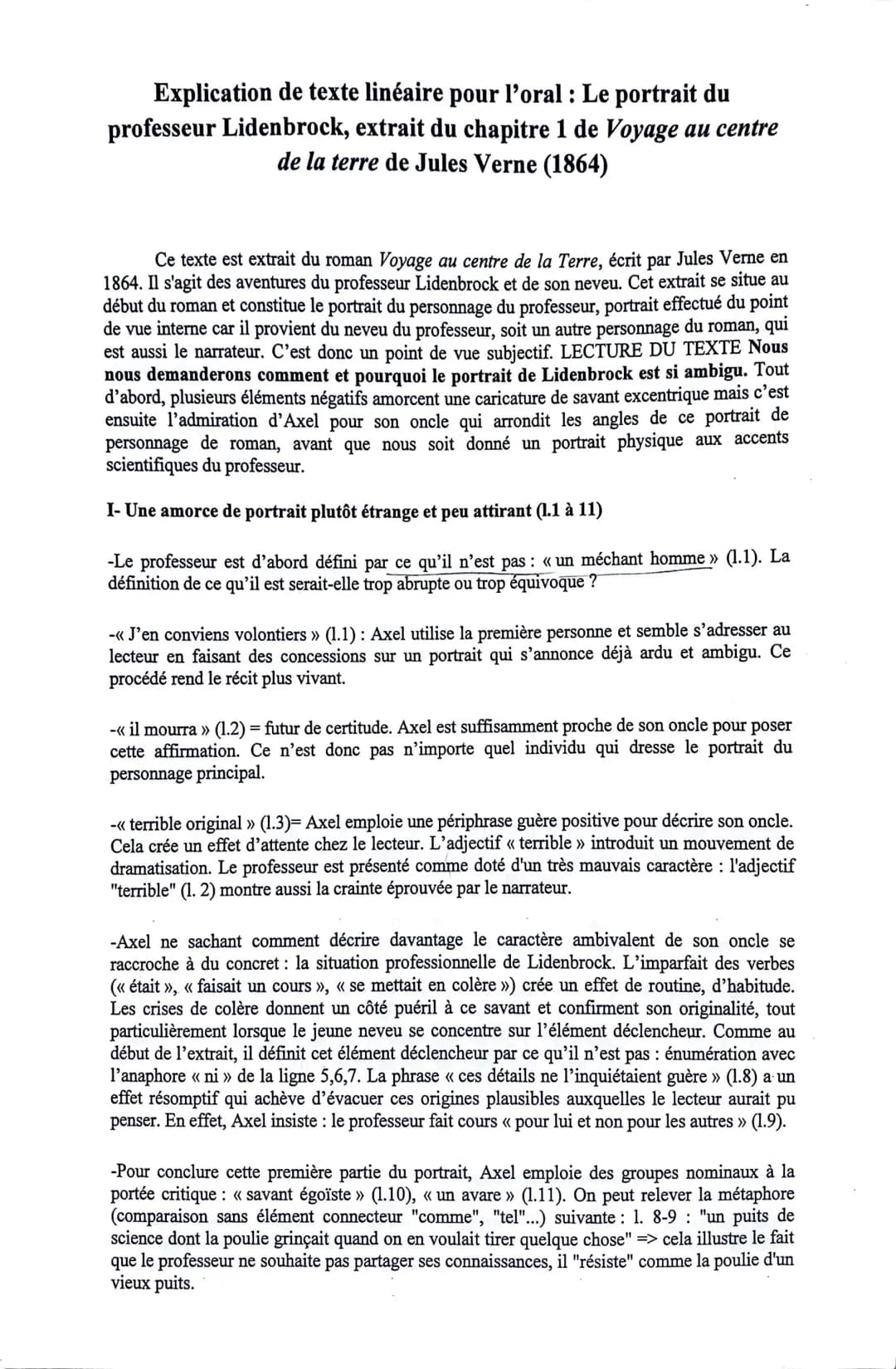 
<p>Ce texte est extrait du roman "Voyage au centre de la Terre" écrit par Jules Verne en 1864. Il met en scène l'expédition du professeur L
