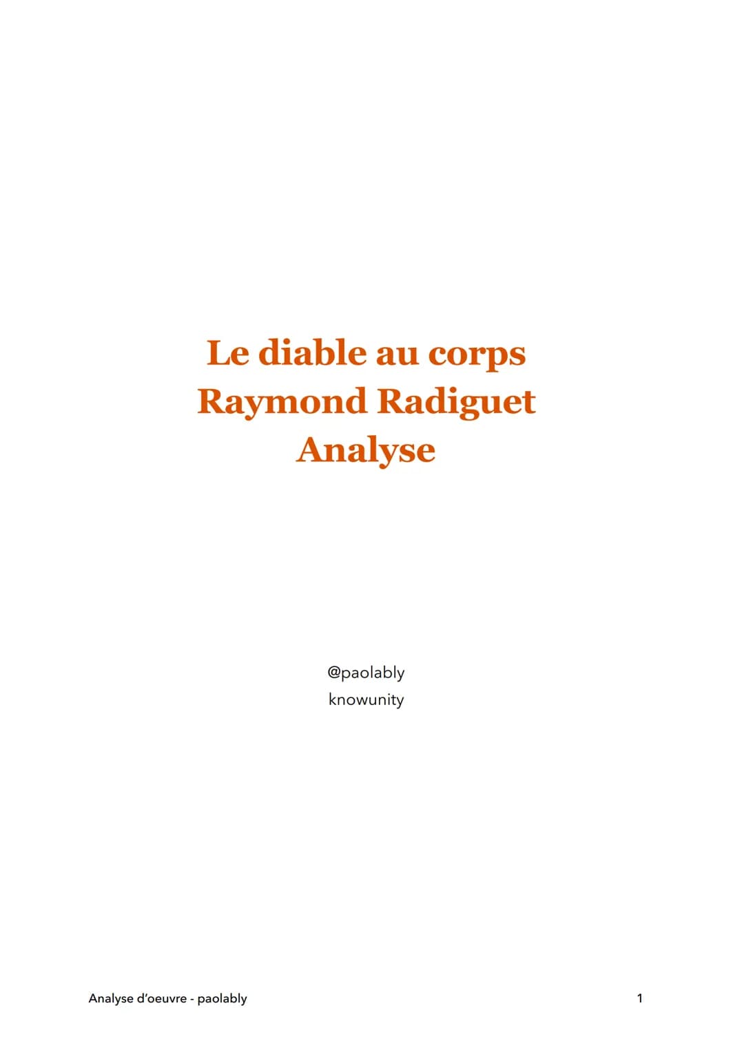Le diable au corps
Raymond Radiguet
Analyse
Analyse d'oeuvre - paolably
@paolably
knowunity
1 L'oeuvre et l'auteur
Dans Le Diable au corps, 