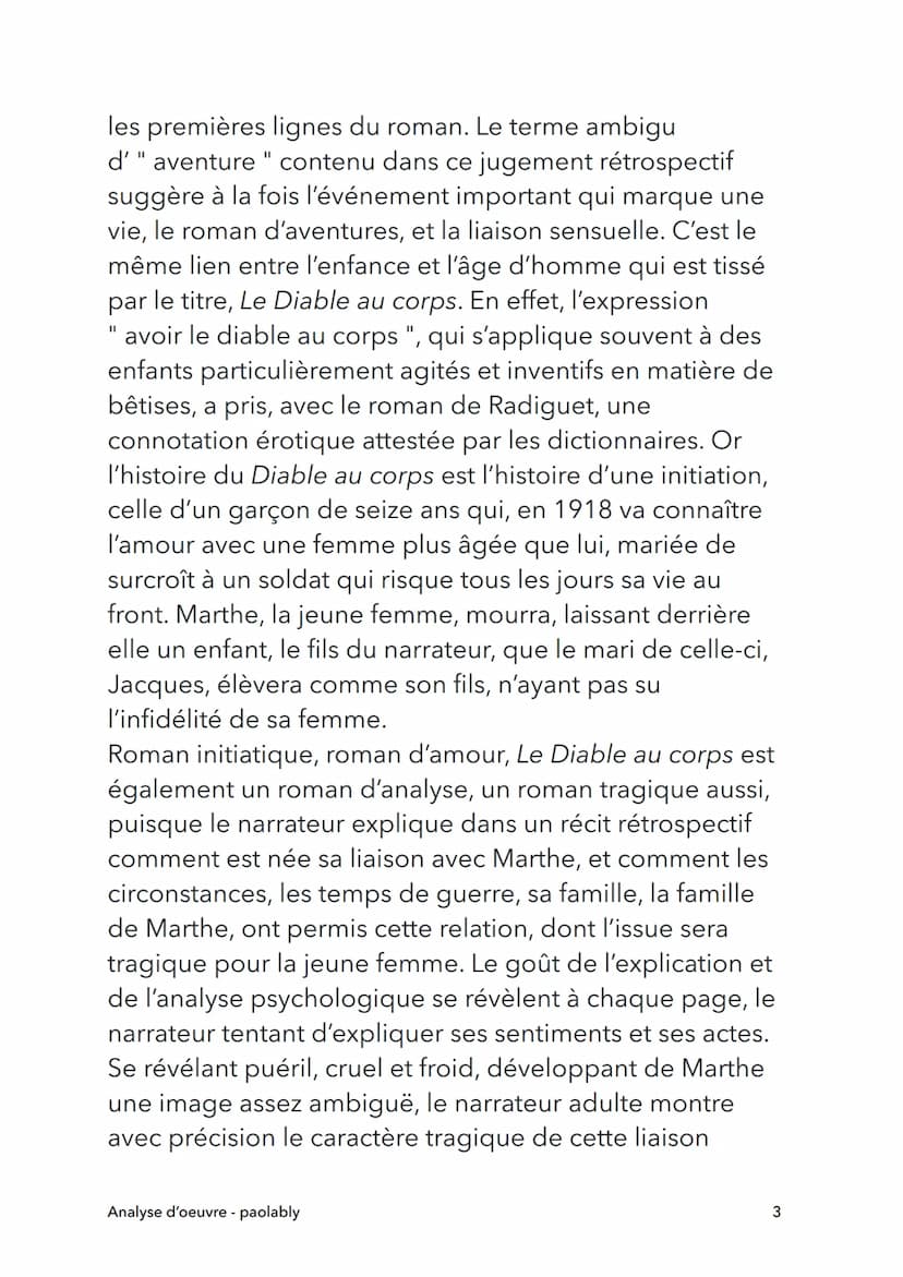 Le diable au corps
Raymond Radiguet
Analyse
Analyse d'oeuvre - paolably
@paolably
knowunity
1 L'oeuvre et l'auteur
Dans Le Diable au corps, 